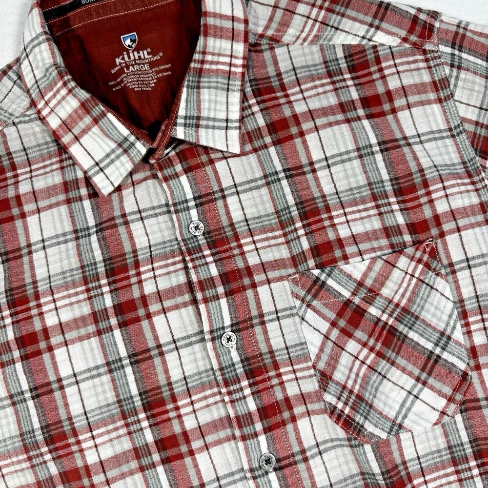 Kuhl Men's Red White and Gray Plaid Button-Down Shirt